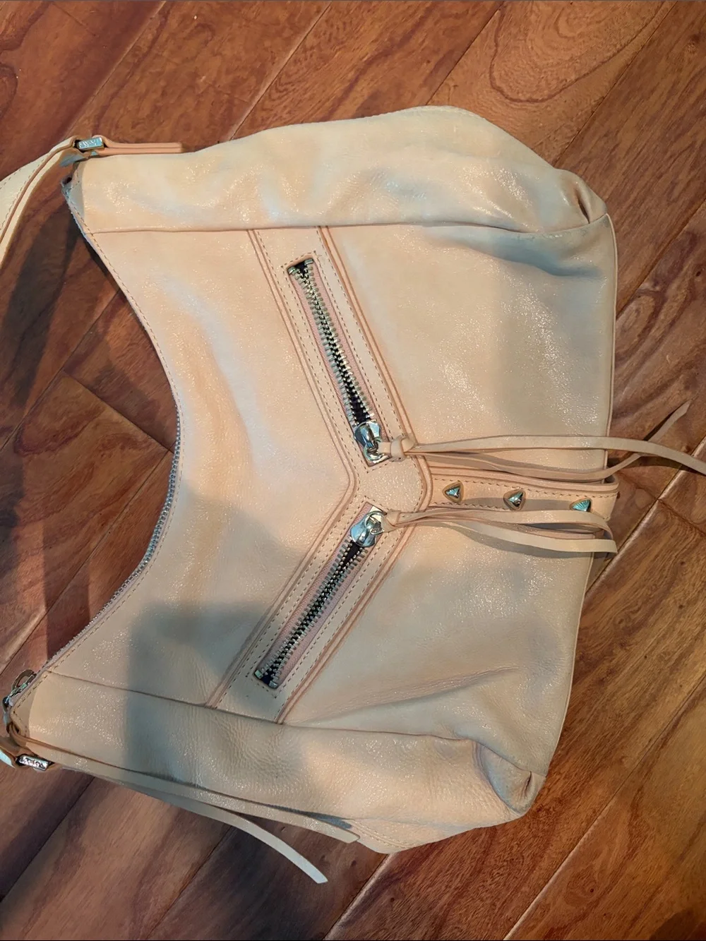 Botkier Trigger Bag Diagonal Zips Leather Tassels In Creme